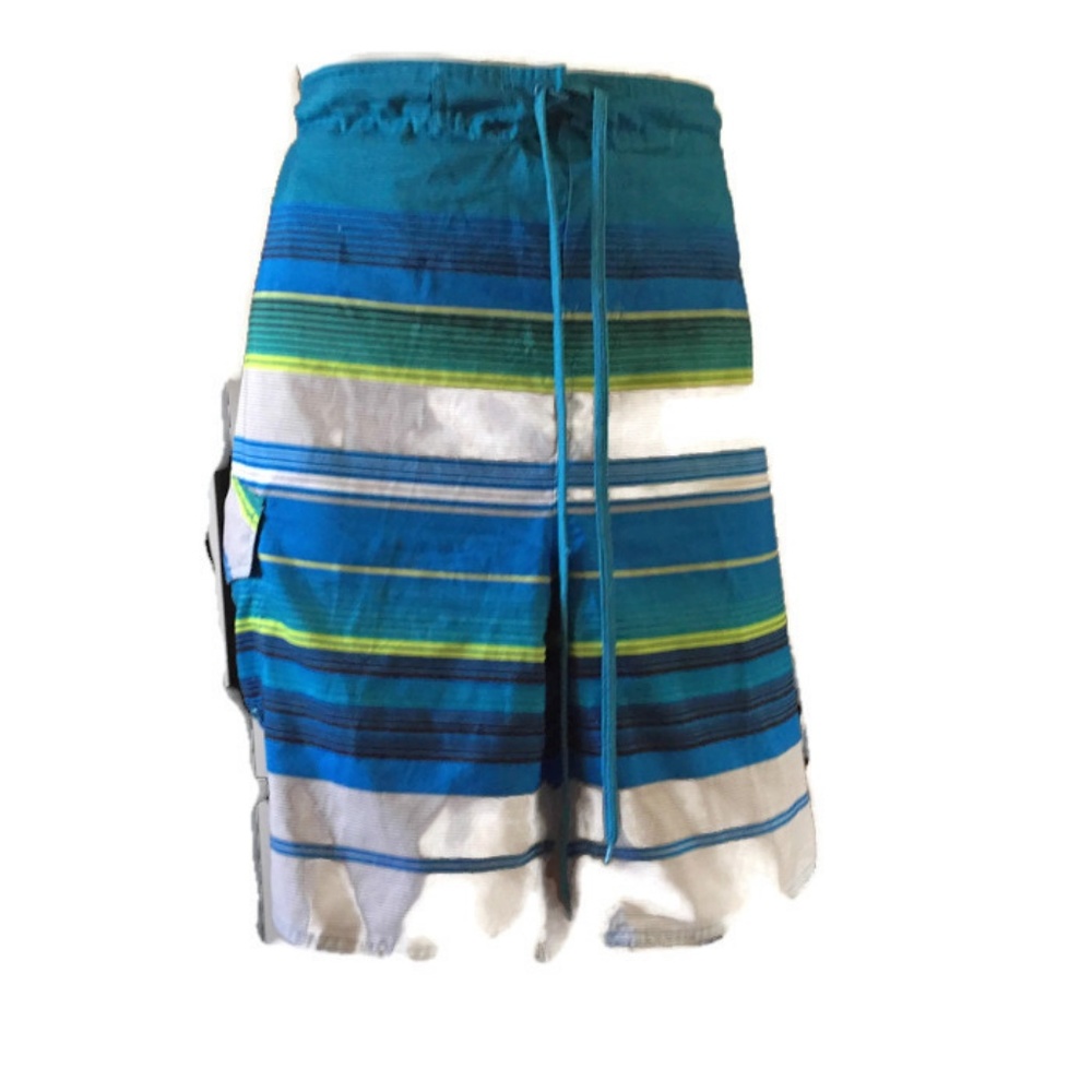 LAGUNA Blue White Pull String Men's Size Large Lined Board Swim Shorts Trunks